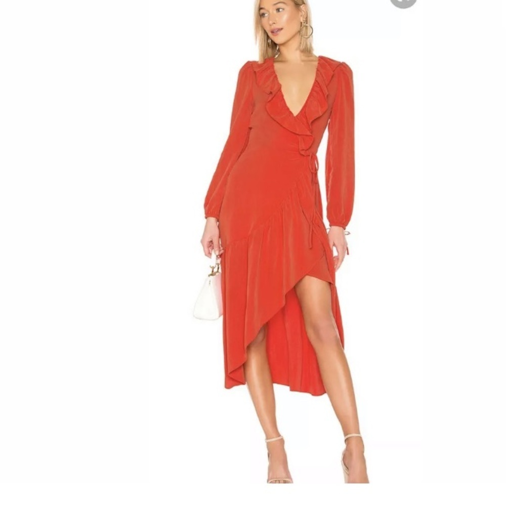 - NWT tularosa revolve wrap style midi Stevie dress XS wedding guest flirty sexy - Picture 4 of 6